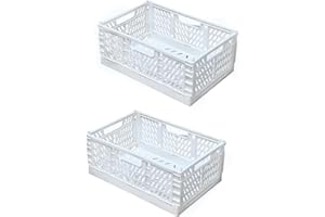 EURXLQ 2 scatole pieghevoli, portatili, colorate, adatte per cucina, bagno, ufficio, camera da letto (bianco, 30x20x12 cm)