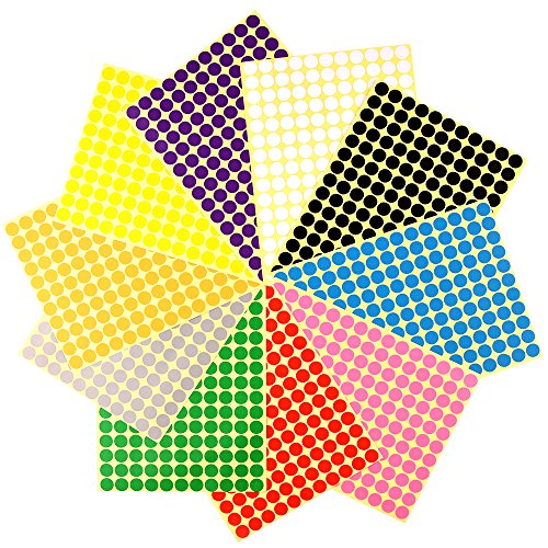 KUUQA 10 Hoja Punto de codificaci  n autoadhesivo Map Label Pegatinas Codificaci  n de etiquetas Ronda de 10mm Combinaci  n de 10 colores  1650 Puntos 