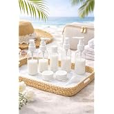 SAFESTORE Beyaz 10 Par&ccedil;a Seyahat Şişe Seti, &Ouml;zel &Ccedil;antalı Tatil Krem Şampuan Şişesi, Modern Tasarım