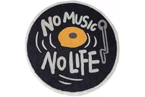 Wokii CD-Disc-Bodenmatte, Musikaufzeichnung, schwarzer runder Teppich, kreativer CD-förmiger Teppich, runder Teppich, rutschfeste Bodenmatte, Teppich für Schlafzimmer, Wohnzimmer, Heimdekoration