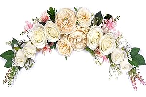 ORGMEMORY Pfingstrosen Girlande für Hochzeit, Kunstblumen für Tür, Wand und Party Dekoration - Champagner Swag