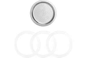 ‎SIVAPHE Sivaphe Ersatzdichtung Set für Edelstahl Espressokocher - enthält 3 x Dichtungsring 1 x Ersatzsieb - 6 TASSEN