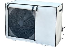 EIVDRU Copri Motore Condizionatore Esterno, Telo Esterno Anti-Neve Anti-Polvere, Copri Condizionatore con Fibbia Fissa, Tessuto Oxford, Resistente al Sole e All'umidità