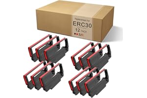 OLDBRO ERC30 B/R Replacement Cash Register Ink Ribbon Compatible for ERC-30 ERC 30 34 38 Used in TMU-220B/TM-300B, SPR-270/SRP-275 (12)