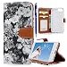 Produktbild iPhone 7 Hülle, Yokata PU Leder Flip Vintage Farbig Ölgemälde Blumen Case Weich TPU Silikon Backcover mit Credit Card Slots Brieftasche Tasche + 1 x Kapazitive Feder