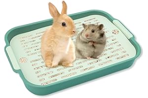 POWMAG Bac Litiere Lapin, Bac à litière pour Chat ou Lapin, Litière La-pin pour Petits Animaux, Cochons d'Inde (Petit (Vert))