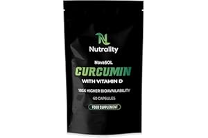Nutrality Curcumin Turmeric Supplement 60 Vegan Liquid-Filled Capsules - 1000mg - Capsules with Vitamin D3 - Turmeric Curcumin Supplement for Joint Pain Relief & Energy