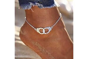 Yean Handcuff Anklet Silver Ankle Bracelet Punk Foot Chain for Women and Girls