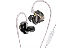 EZ EAR TKZK TK01 Auricular HiFi de Nivel básico, in Ear Monitor de Graves Profundos con Auricular Interno Tesla DD Altamente restaurado con Cable 2 Pin para música, Pop, ACG (Negro, con micrófono)