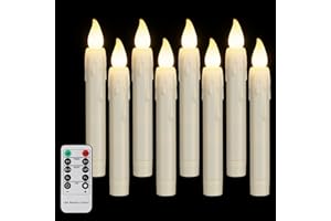FREEPOWER 8 candele a LED con telecomando timer tremolante, luce bianca calda, dimmerabili, senza fiamma, alimentate a batteria per Halloween Natale, 2 x 17 cm