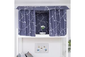 Treer Dormitory Bunk Bed Curtain, Blackout Curtains Students Dorm Bed Canopy Privacy Curtain for Girls Sleeper Bunk Dustproof Bed Shading Tent Moveable Curtains (1.5m 3 Pieces+Top,Line)