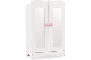 KidKraft Lil’ Doll Armoire Poupée Bébé en Bois avec Une Tringle à Vêtements et Cintres, Accessoire Poupon, Jouet Enfant dès 3 Ans, 60132