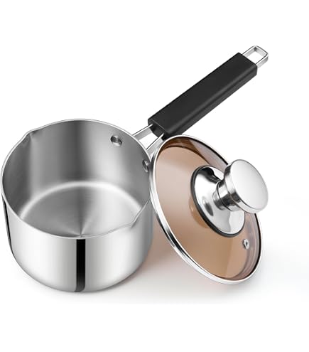 Paderno Stainless Steel Sauce Pan - 2 7/8 Quart, Tri-Metal Clad Base, Stay-Cool Handle, Induction Compatible