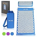 High Pulse acupressure set - acupressure mat and pillow for an effective and simple treatment of systematic pain and tensions (Blue)