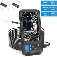 ROTEK Industrielles Endoskop Doppellinse, 4,5 Zoll IPS LCD Bildschirm Endoskopkamera 1080P HD Inspektionskamera…