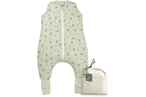 MOLIS & CO molis&co Piżama Koc z antypoślizgowymi skarpetami 2,5 TOG - 70 cm (1 rok) - idealny na zimę - 100% bawełna (Oeko-Tex 100) - Botany Green