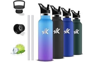 GRSTA Borraccia Termica 500ml, Borraccia, Senza BPA, Borracie con Cannuccia, Senza Perdite, Bottiglia Termica, Mantiene Caldo per 12 Ore/Freddo 24 Ore, Termos per Yoga, Campeggio, Viaggio, Palestra