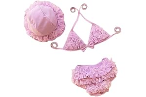 DELEY Bébé Petites Filles Maillots de Bain 3pcs Ensembles de Bikini à Volants de Dentelle de Maillots de Bain