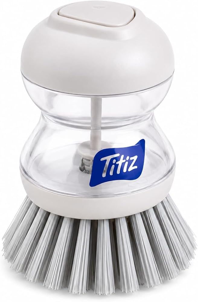 Titiz Deterjan Hazneli Bulaşık Fırçası, Basmalı Sıvı Deterjan Hazneli Mutfak Temizlik Fırçası, Ergonomik Tasarım Hijyenik ve Uzun Ömürlü, Tencere, Tava, Tabak, Çok Amaçlı Temizlik Fırçası