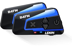 LEXIN 2X B4FM Interfono Moto, Bluetooth Casco Moto, 1000m Sistema di Comunicazione, Fino a 10 Motociclisti, Condivisione della Musica, DSP&CVC, FM Radio, IP67, Universale