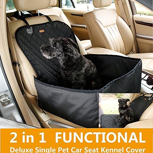 Bailuoni 2 in 1 Foldable Waterproof Pet Car Back Seat Cover Cat Dog Car Seat Protector Mat Rear Cradle Basket Pet Car Carriers Storage Bag (Black)