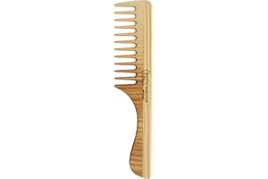 TEK - Pettine a Denti Radi con Manico in Legno di Frassino, Handmade in Italy, per Capelli Normali, Ricci o Mossi, Districante