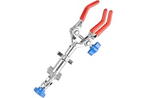 StonyLab 3 Prong Swivel Clamp, Sturdy 3 Prong Single Adjust Multipurpose 360 Degree Swivel Rubber Coated Clamp with Boss Head for Laboratory Use