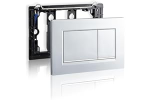 Empyreal Placa de descarga con juego de palanca de descarga y marco de montaje, repuestos de placa de accionamiento para Geberit Sigma 30&UP320&300, doble descarga,1pieza(Cromado&Borde Plateado).