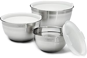 Cuisinart - CTG-00-SMB - Lot de 3 bols pour préparation culinaire en acier inoxydable - base antidérapente, Noir