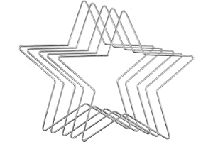 LZLUCKCOME 5 Stück Metallring zum Basteln, Herz/Mond/Fünfeck Traumfänger und DIY Weihnachten Handwerk Basteln, für Hochzeit Kranz, Traum Catcher (Fünfzackiger Stern(200MM*5), Weiß)