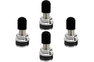 NIYATA 4 válvulas de neumáticos: válvulas metálicas con tapones antipolvo para neumáticos de coche y moto (plata y negro)