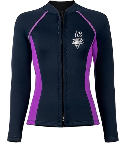 Haut De Combinaison Néoprène 3mm Femme - Manches Longues Zip - Surf, Plongée, Natation