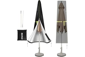 QLSXLB Funda Sombrilla Jardín Exterior Impermeable, Tela Oxford 420D Funda Sombrilla Terraza 190x32/50cm, Funda Parasol Playa con Cremallera Anti Viento, Anti UV, Resistente a la rotura- Negro