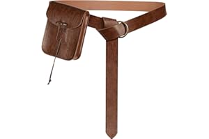 EpicCos Renaissance Belt Pouch, Medieval Pirate Cosplay Accessories for LARP, Vintage Leather Waist Bag with Ren Faire Belt (Brown)