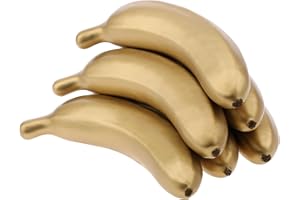 Meiwlong 6 Pieces Artificial Realistic Golden Banana Decoration Party Bundle Fake Lifelike Plastic Fruits Faux Simulation Display Props Christmas Party