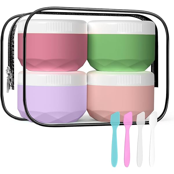 Reisebehälter Set Aus Silikon – 4 Kleine Auslaufsichere Dosen Für Creme, Lotion & Kosmetik, TSA-zugelassen