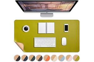 AIPSEKOCY Tappetino per Mouse,Tappetino da scrivania a Doppia faccia in Sughero Ecologico ed Ecopelle, Tappetino da Ufficio 90x40 cm, Sottomano per scrivania con Bordo Cucito-Verde oliva
