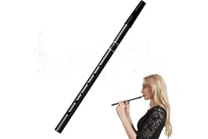 NUQIN Authentic Penny Whistle D - Six-Hole Tin Whistle Perfect for Traditional Celtic Music - Black