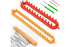 BNGXR Métier Tricotin Rectangulaire, Métier à Tisser Long avec aiguille et Crochet Ensemble Métiers à Tricoter Aiguilles à Tricoter pour Fabriquer des Chapeaux des écharpes et Plus