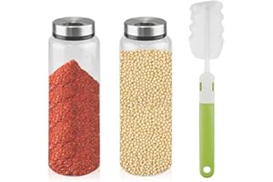 Cragmut 2 Pezzi 500ML Barattoli Spezie con Coperchi Rotanti, Contenitori Spezie Barattoli Porta Spezie con Copertura con 3 Tipi di Fori per Spezie o Erbe in Cucina o Grigliate All'aperto