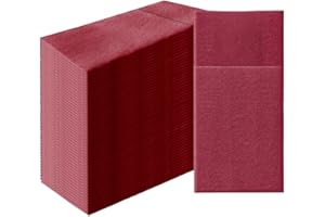 PAW DECOR COLLECTION PAW - Tovaglioli tascabili Airlaid (39 x 40 cm) I 50 pezzi I A tinta unita I Tipo di tessuto I Decorazione da tavola elegante I HoReCa I Per occasioni come matrimoni, feste I Color: Bordeaux