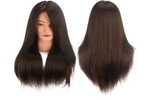 AXEMOORE 45,7 cm braunes 100% Echthaar, Trainingshaar, Manniquin-Köpfe, Puppenkopf, langes Haar, Frisur, Übungskopf