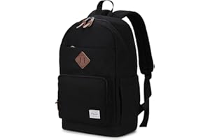 RAVUO School Backpack, Water Resistant Black Backpack for Men and Women Teens School Bag 15.6 Inch Laptop Backpack Travel College Rucksack