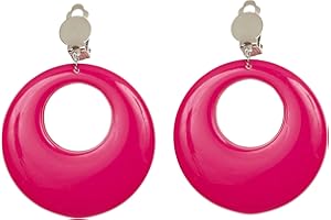 W WIDMANN MILANO PARTY FASHION Widmann 05839 - Para kolczyków dla dorosłych kobiet, lata 80., dyskoteka, neon, karnawał, imprezy tematyczne, fluorescencyjny różowy kolor
