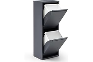 gowoll Mülleimer Küche aus Fleckenfest Biomülleimer Wandmontage Abfalleimer Mülltrennsysteme Küchenmülleimer mit Herausnehmbarer Inneneimer Recycling system (2 x 15 L) Anthrazit