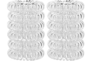 OLISANG 12 Pezzi Fasce Elastici per Capelli a Spirale plastica,Elastici per capelli in plastica a spirale,Elastici spirale Cavo telefonico per donne e ragazze,Trasparente