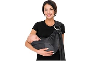 CUBY Sommer Einstellbar Schultertrage für Babys mit Rostfreier Doppel Ring, Baby Tragetuch mit Atmungsaktiv Masche, Babytragetuch Ring Sling Perfekt für Neugeborene und Kinder Unter