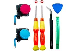 BlueMW 7PCS Switch Joycon 3D Analog Joystick Daumen-Sticks für NS Switch/Switch OLED/Switch Lite, 3D Links Rechts Analog Joysticks Ersatz und Reparatursatz für NS Switch Joy-Con (Blau Rot)
