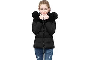 KODMNSW Winterjacke Mädchen Winter Outdoorjacken mit Fellkapuze (Abnehmbar) Winterparka Flauschig Puffer Jacke Steppjacke Leichte Kinderjacke Outdoor Mantel Wintermantel Kinder Parka 5-14 Jahre