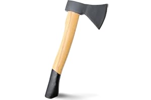 TECHZOCO Hacha Pequeña de 800 g con Mango de Madera, Hacha Vizcaína, Hachas de Tala Universal, Cabeza de Acero al Carbono, Longitud 41 cm